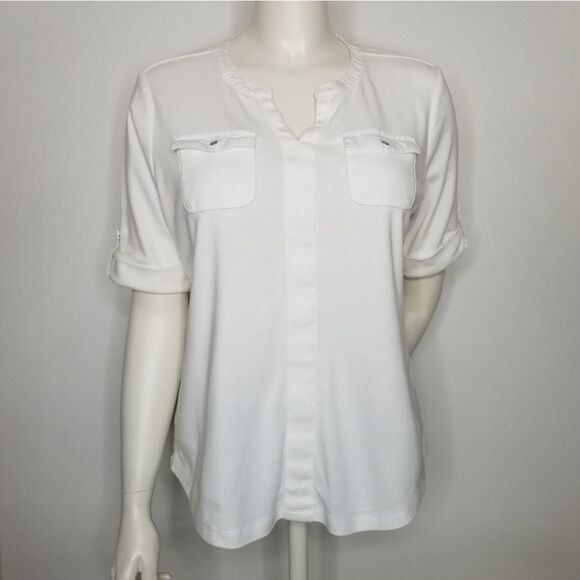 Craft & Barrows Women's‎ White V Neck Pull Over Size PXL - Picture 10 of 10